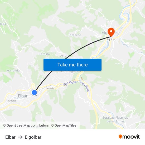 Eibar to Elgoibar map