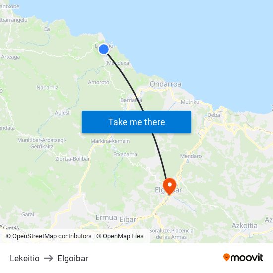 Lekeitio to Elgoibar map