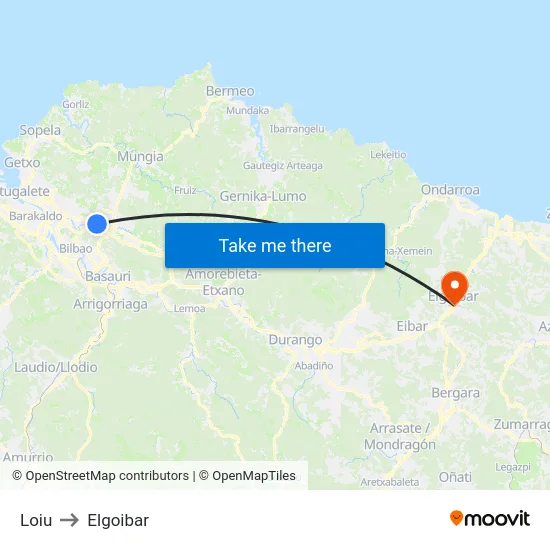 Loiu to Elgoibar map