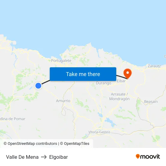 Valle De Mena to Elgoibar map