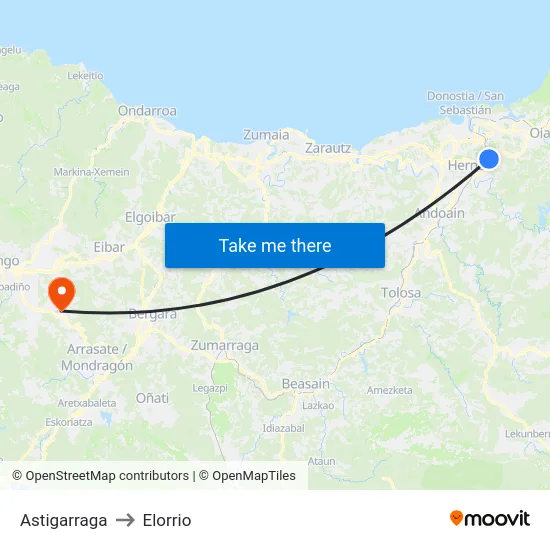 Astigarraga to Elorrio map