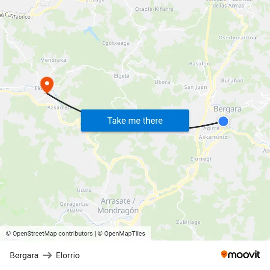 Bergara to Elorrio map