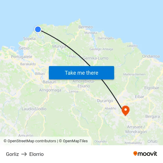 Gorliz to Elorrio map