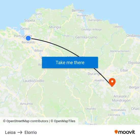 Leioa to Elorrio map