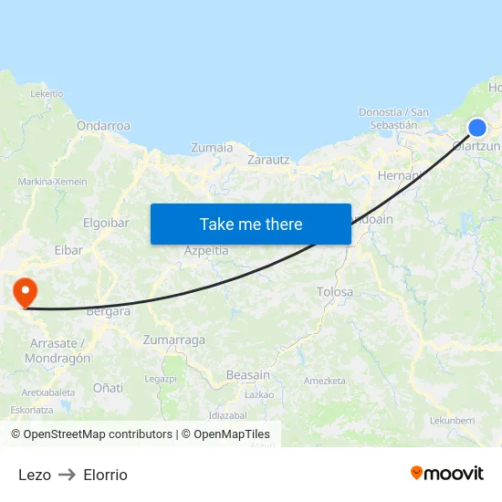 Lezo to Elorrio map