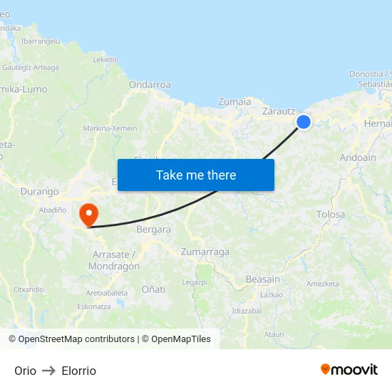 Orio to Elorrio map