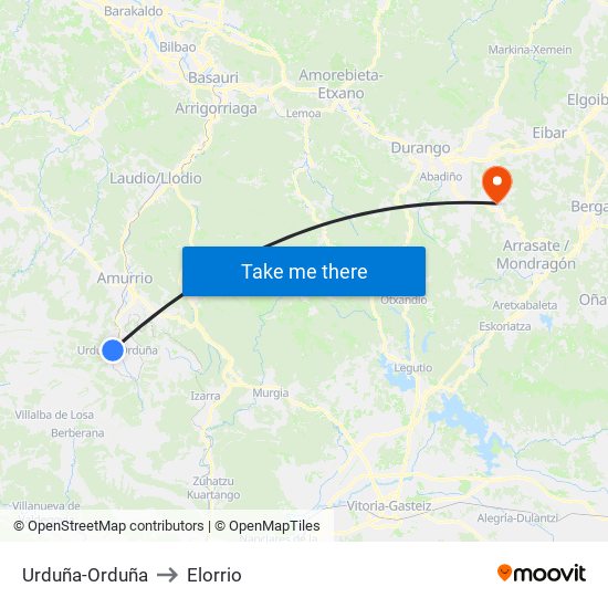 Urduña-Orduña to Elorrio map