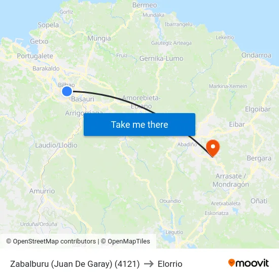 Zabalburu (Juan De Garay) (4121) to Elorrio map