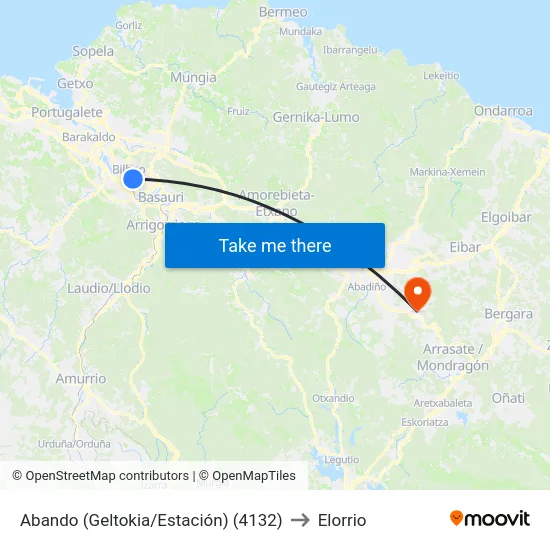 Abando (Geltokia/Estación) (4132) to Elorrio map