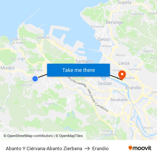 Abanto Y Ciérvana-Abanto Zierbena to Erandio map