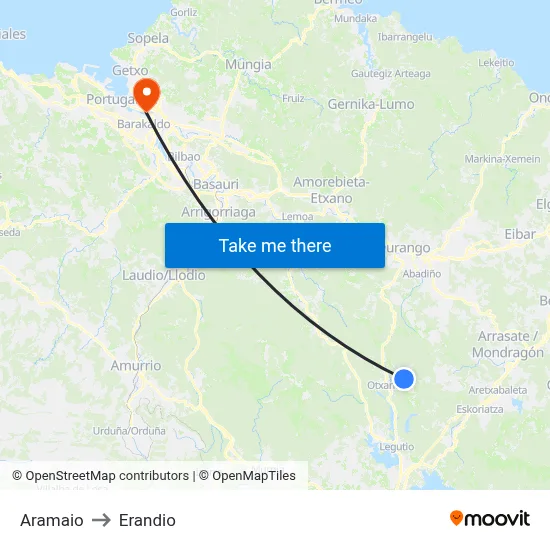 Aramaio to Erandio map