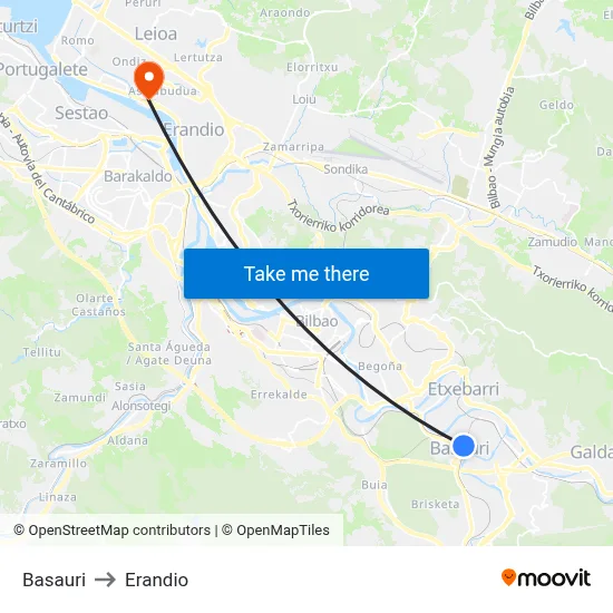 Basauri to Erandio map