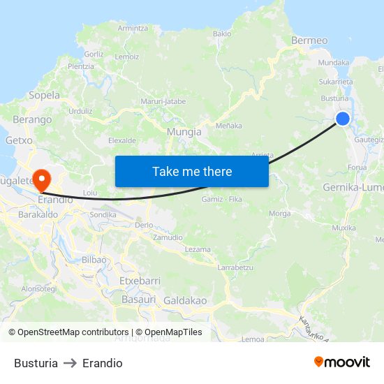 Busturia to Erandio map