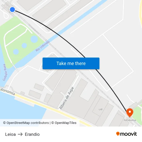 Leioa to Erandio map