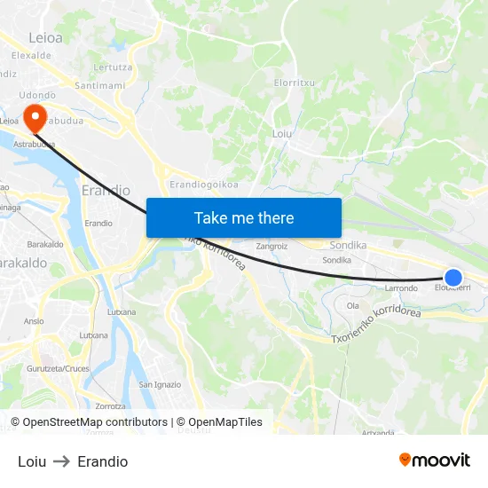 Loiu to Erandio map