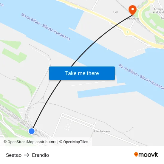 Sestao to Erandio map