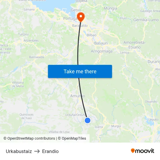 Urkabustaiz to Erandio map