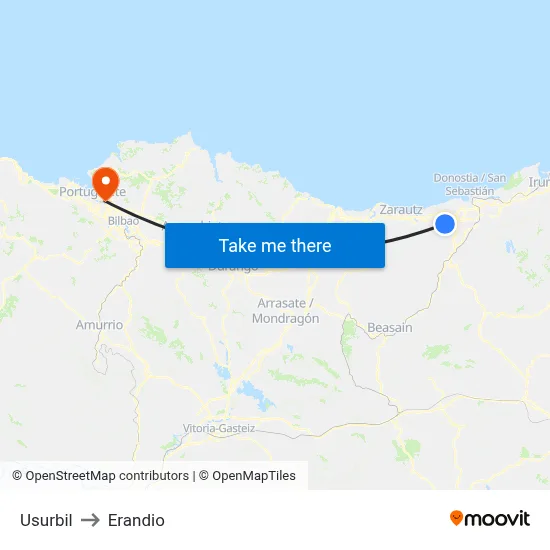 Usurbil to Erandio map