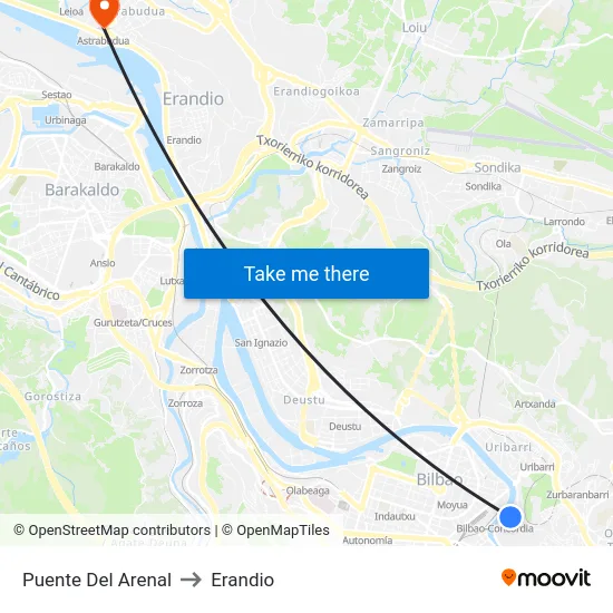 Puente Del Arenal to Erandio map