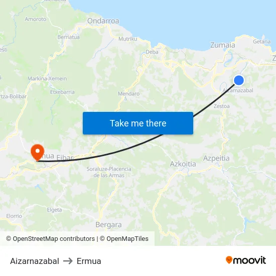 Aizarnazabal to Ermua map