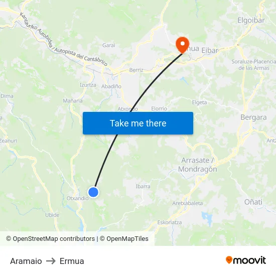 Aramaio to Ermua map