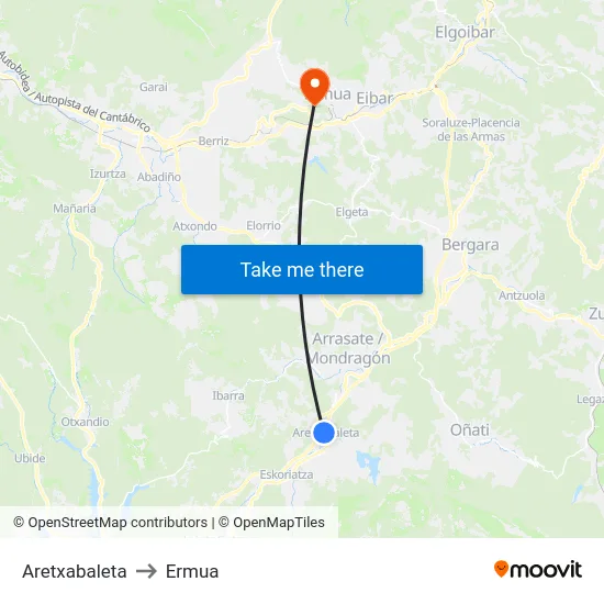 Aretxabaleta to Ermua map