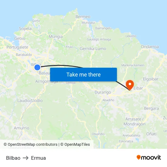 Bilbao to Ermua map