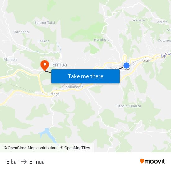 Eibar to Ermua map