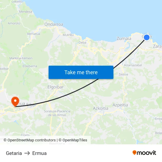 Getaria to Ermua map