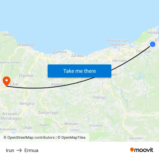 Irun to Ermua map