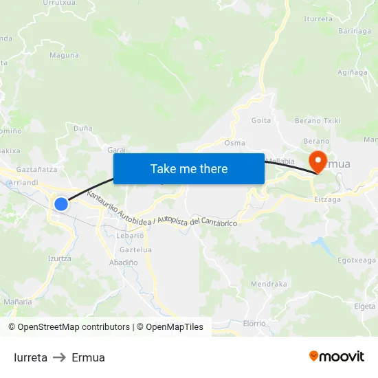 Iurreta to Ermua map