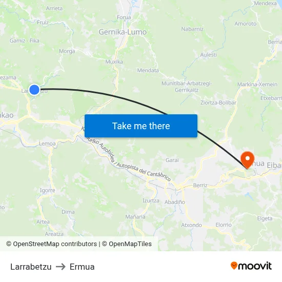 Larrabetzu to Ermua map