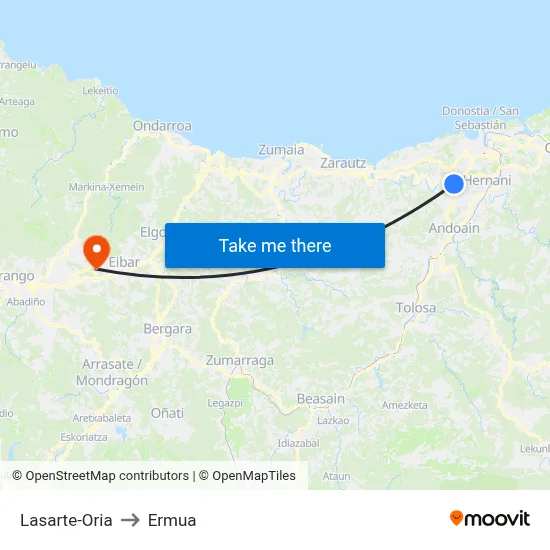 Lasarte-Oria to Ermua map