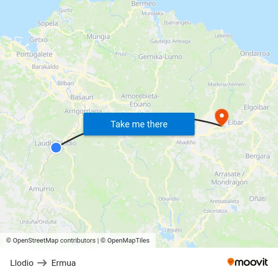 Llodio to Ermua map