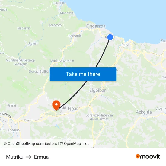Mutriku to Ermua map