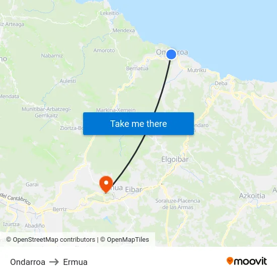 Ondarroa to Ermua map