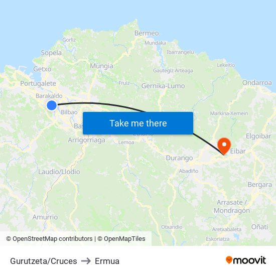 Gurutzeta/Cruces to Ermua map
