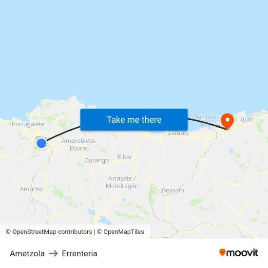 Ametzola to Errenteria map