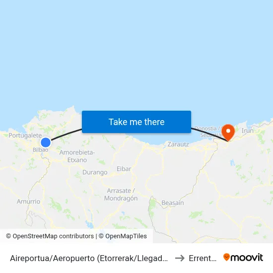 Aireportua/Aeropuerto (Etorrerak/Llegadas) (1003) to Errenteria map