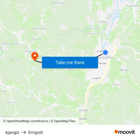Ajangiz to Errigoiti map
