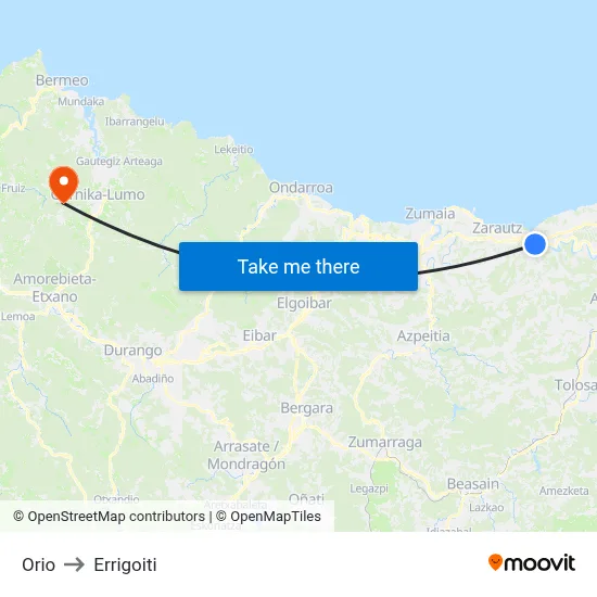 Orio to Errigoiti map