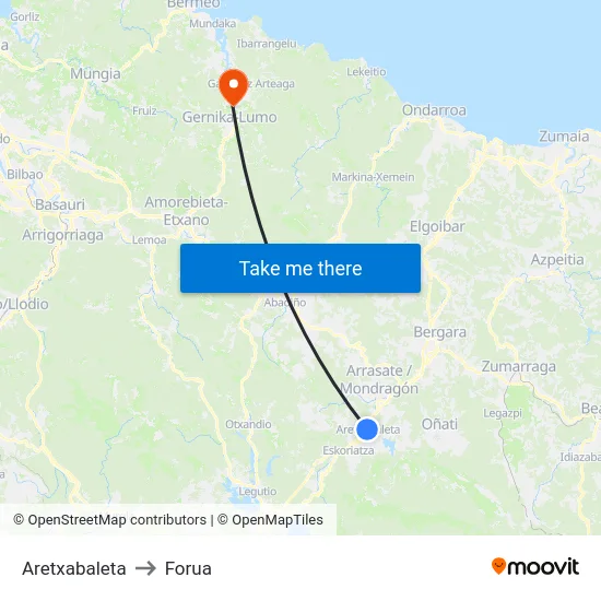 Aretxabaleta to Forua map