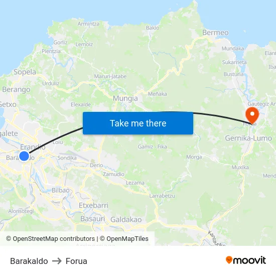 Barakaldo to Forua map