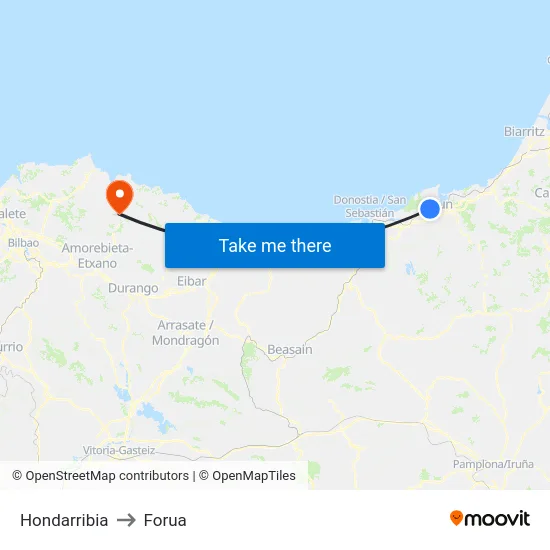 Hondarribia to Forua map