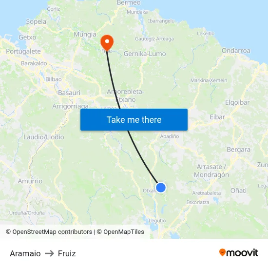 Aramaio to Fruiz map