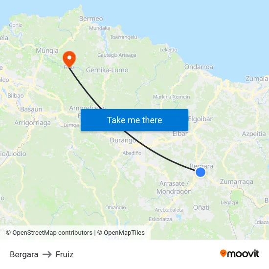 Bergara to Fruiz map
