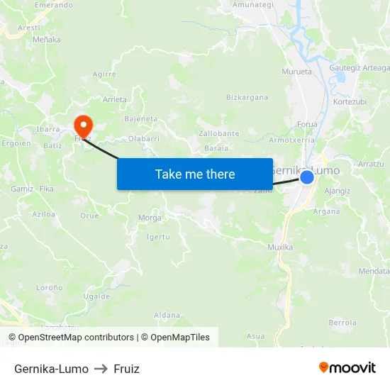 Gernika-Lumo to Fruiz map