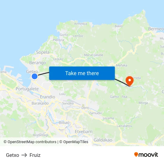 Getxo to Fruiz map