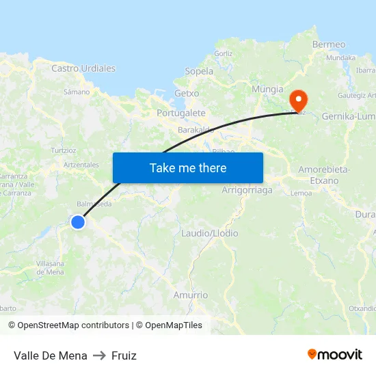 Valle De Mena to Fruiz map