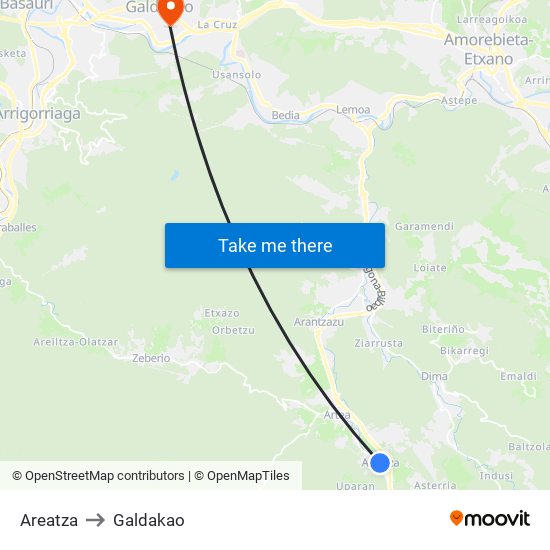 Areatza to Galdakao map